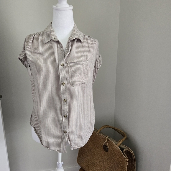 Japna Striped Button-Up Women's Medium Top - Picture 1 of 8